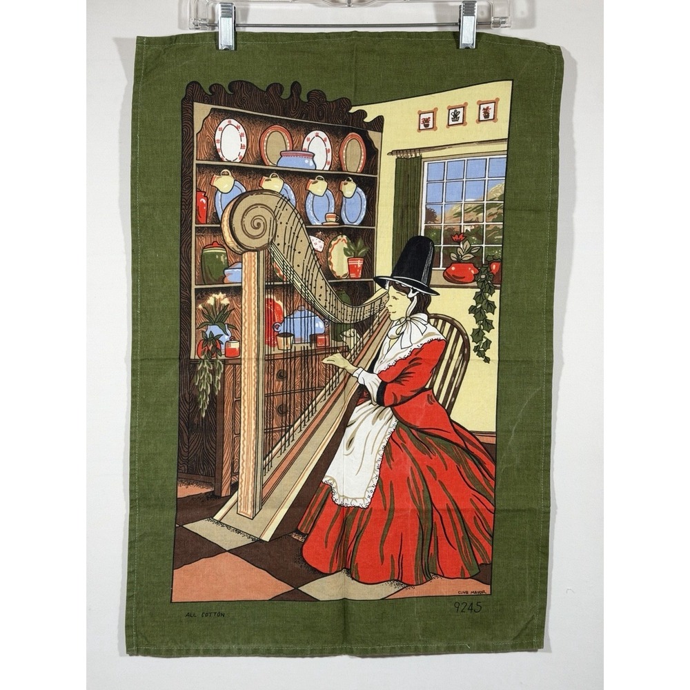 Clive Mayor Tea Towel Vintage Pilgrim Harpist Cottagecore Farmhouse Kitchen